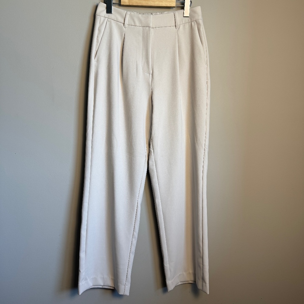 Old Navy Extra High Rise Taylor Wide Leg Trousers Cream Size Small Office Career